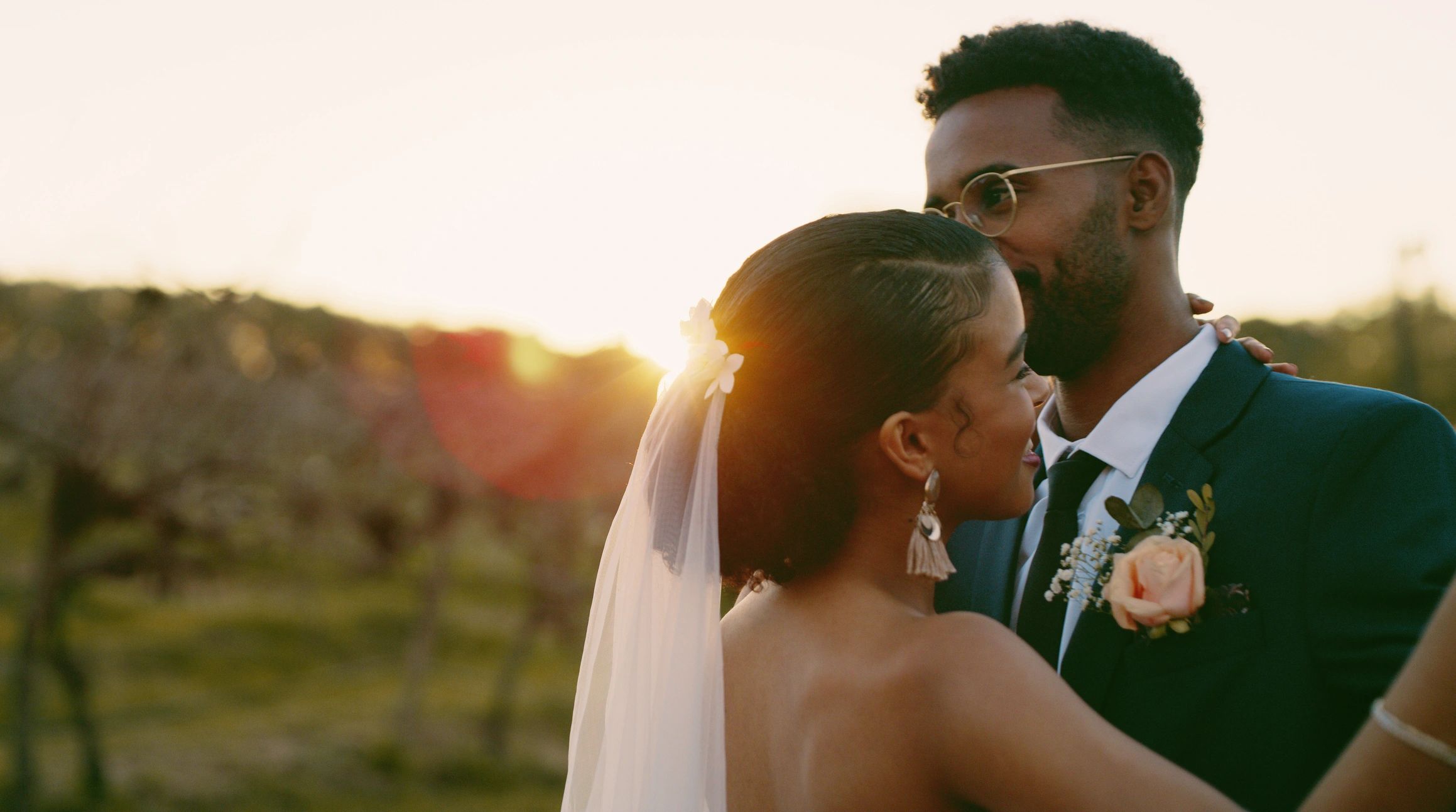 Newlywed couple dancing together